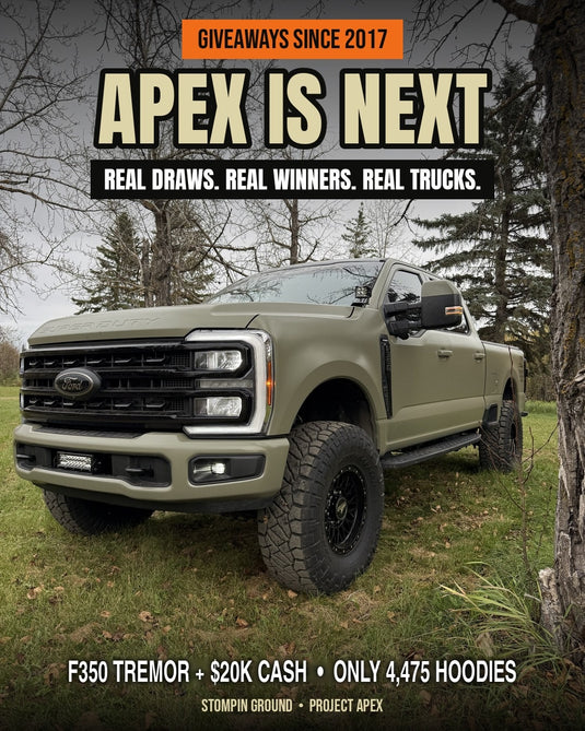 Project Apex F350 Tremor plus $20K cash, only 4,475 hoodies
