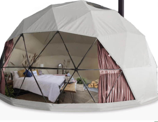 CONTACT TO PLACE YOUR ORDER Geodesic Dome Tent - 20' with Woodstove and Fan