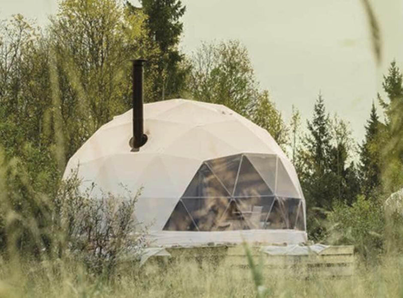 Load image into Gallery viewer, CONTACT TO PLACE YOUR ORDER Geodesic Dome Tent - 20&#39; with Woodstove and Fan
