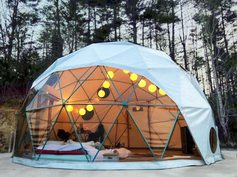 Load image into Gallery viewer, CONTACT TO PLACE YOUR ORDER Geodesic Dome Tent - 20&#39; with Woodstove and Fan
